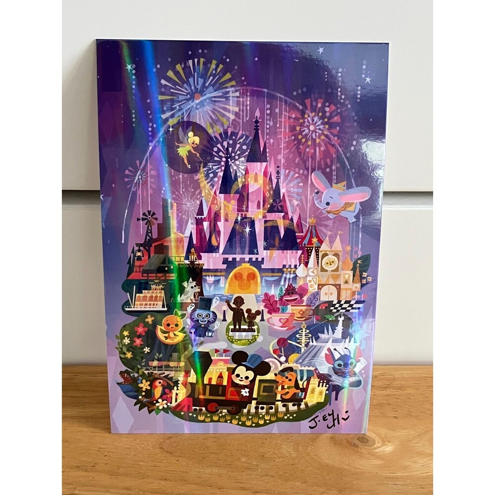 Walt Disney World 2023 Joey Chou Magic Kingdom Holographic Postcard SIGNED!!